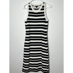 Women’s Black & White Stripe 100% Cotton Knit Dress by Ann Taylor Factory Sz XS